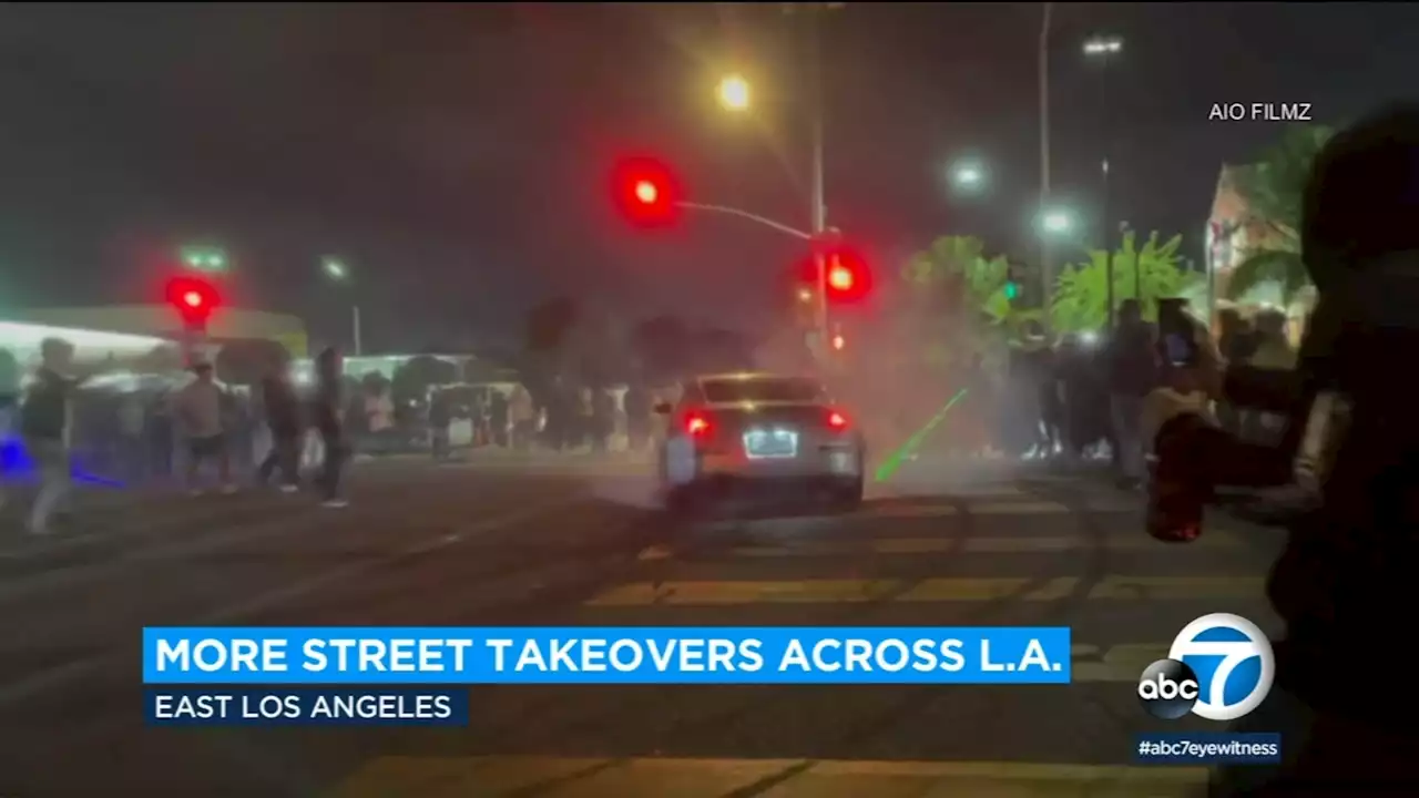 LAPD officer injured while trying to break up street takeover near downtown LA