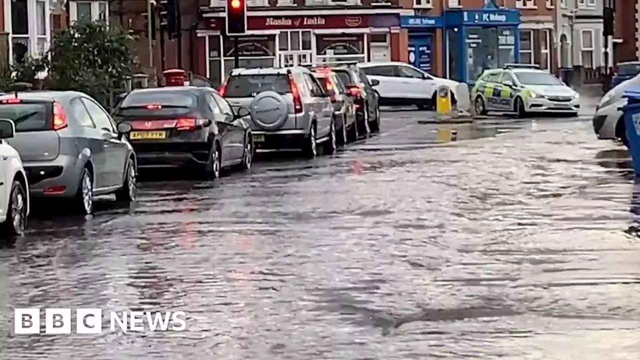 Roads flooded as heavy downpour hits town