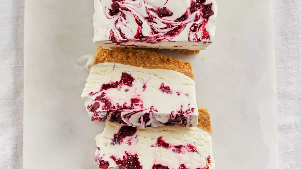 No-Churn Blackberry Biscuit Ice Cream Cake