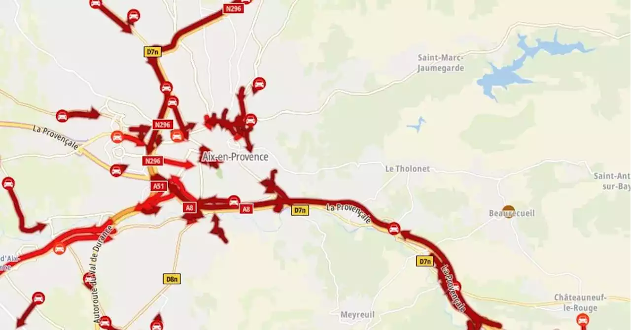 A8 et A51 : forts bouchons dans le secteur d'Aix