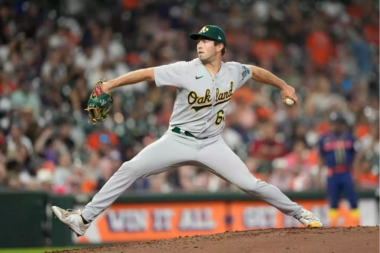 Waldichuk holds Astros hitless in relief, A’s launch 3 homers in 4-0 win to avoid 100th loss