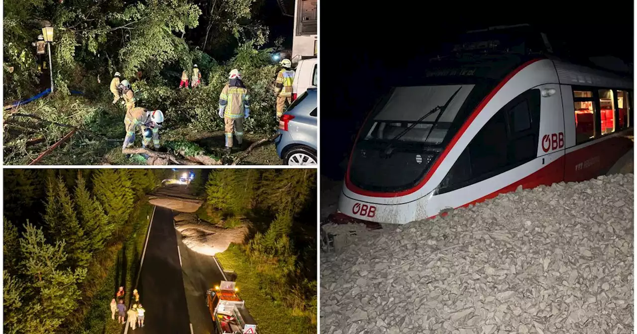 Schwere Unwetter in Tirol: Zug bei Seefeld entgleist, Schäden auch im Unterland