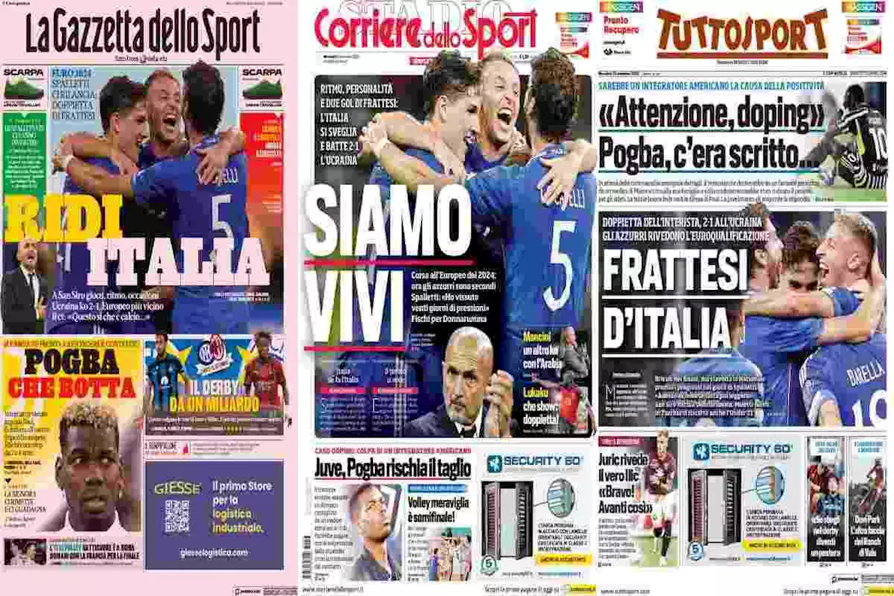 Rassegna stampa, le prime pagine dei quotidiani sportivi del 13 settembre