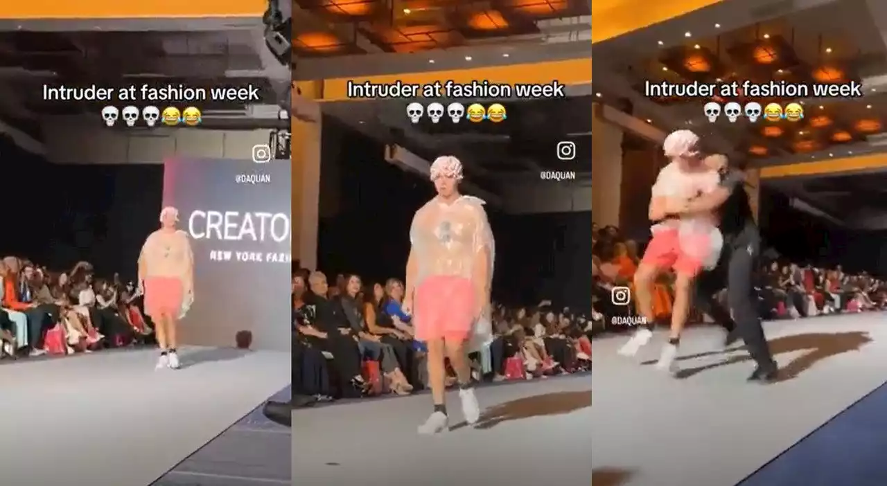 Fashion Week, si 'imbuca' e sfila con una cuffia 'da nonna': il pubblico lo scambia per modello