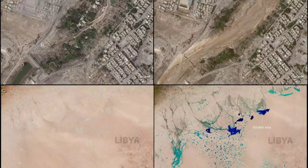 Libia prima e dopo l'alluvione, le foto satellitari mostrano le inondazioni provocate dal ciclone Daniel