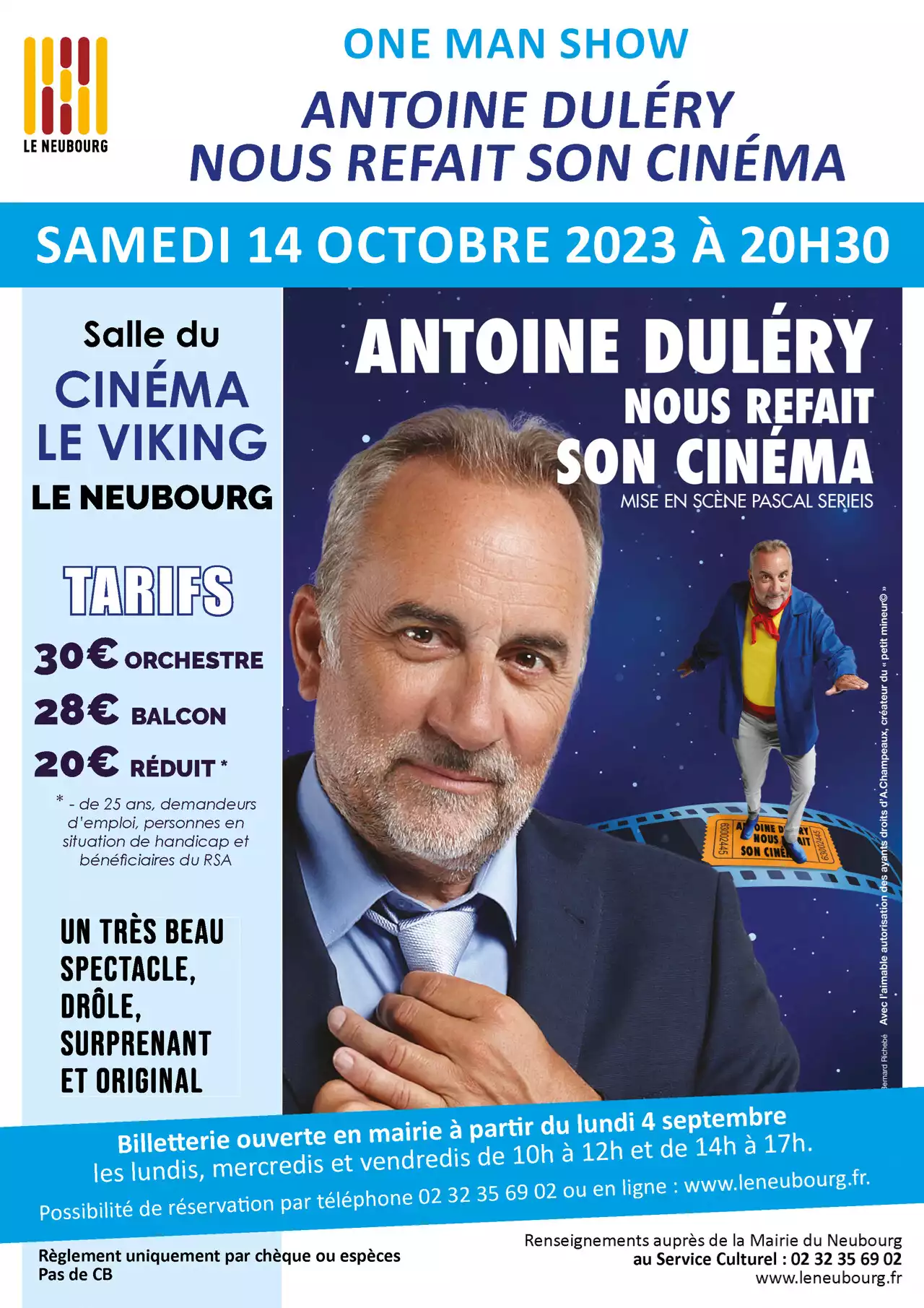 Au Neubourg, Antoine Duléry nous refait son cinéma dans un one man show