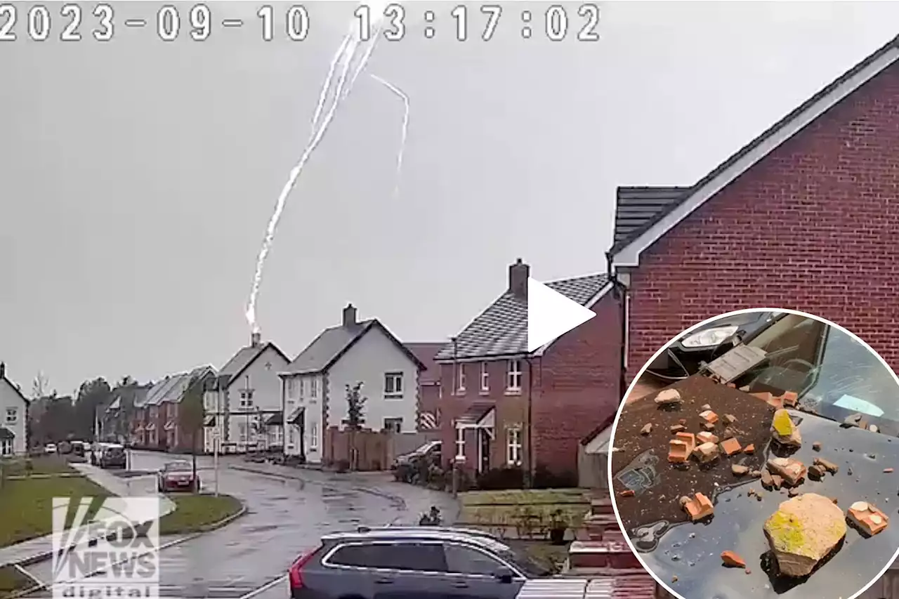 Homeowners narrowly escape lightning strike after 300-million-volt bolt hits house’s chimney