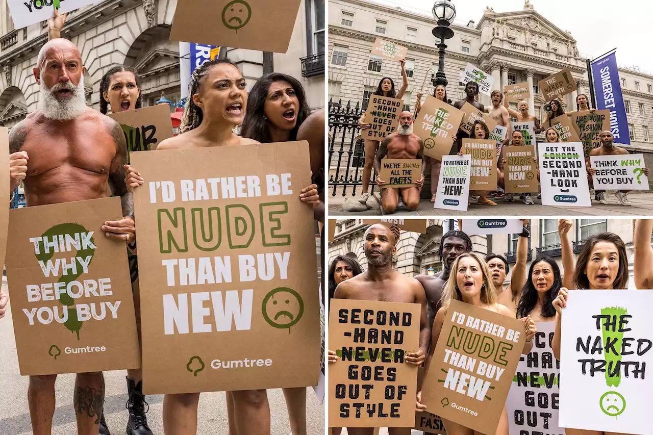 Protesters stage ‘naked’ demonstration ahead of London fashion week