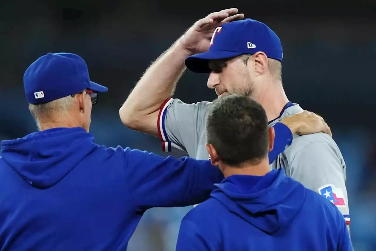 Rangers' Max Scherzer leaves against Blue Jays because of triceps spasm