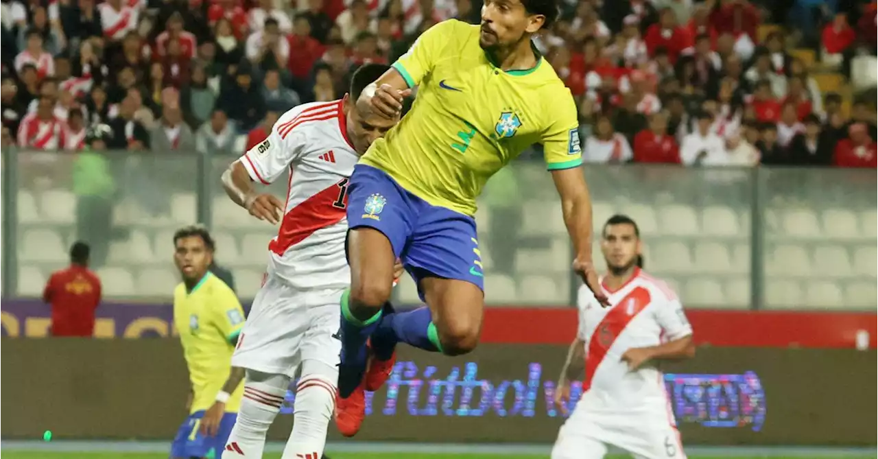 Soocer-Marquinhos earns Brazil late win over Peru