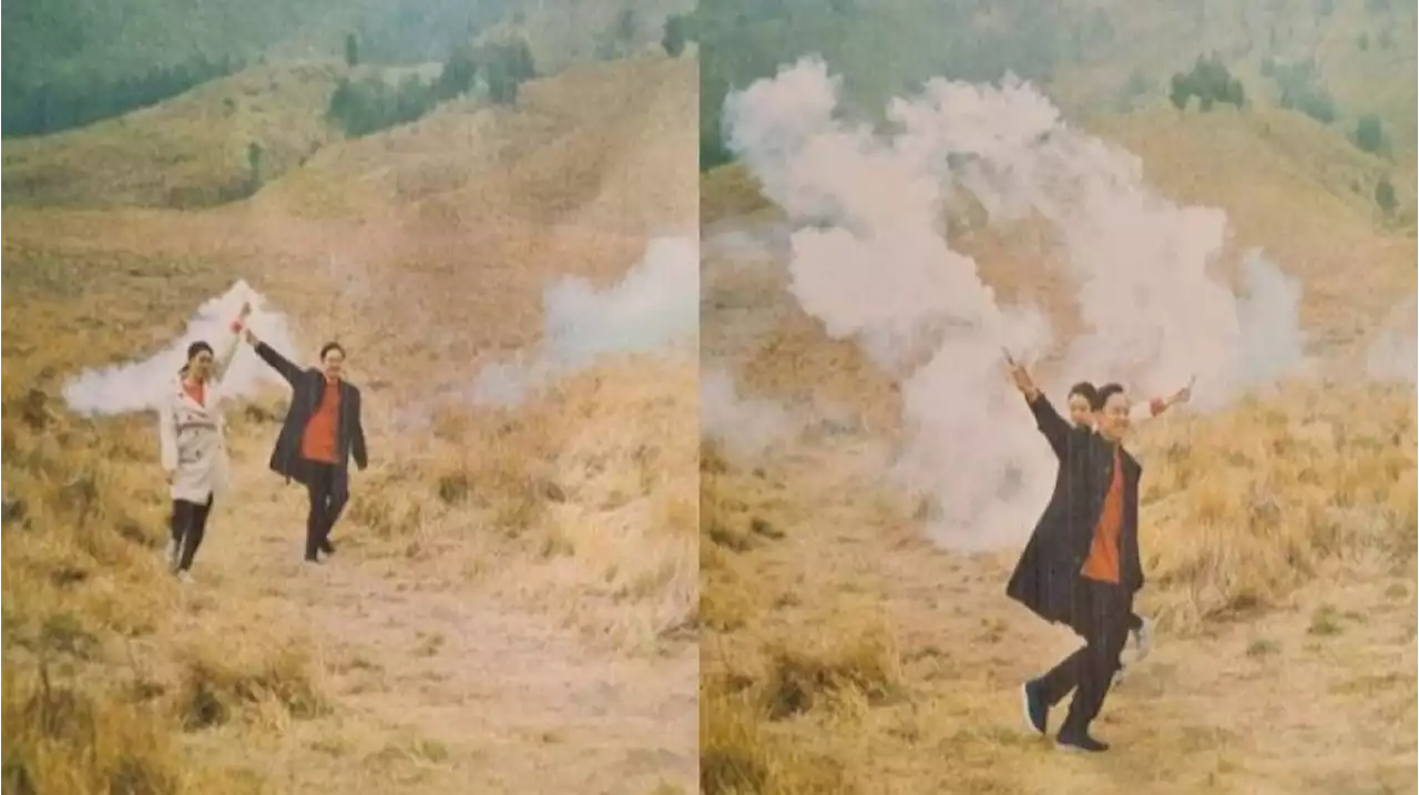 Fotografer Sengaja Jadikan Kebakaran Bromo sebagai Background Pemotretan Prewedding