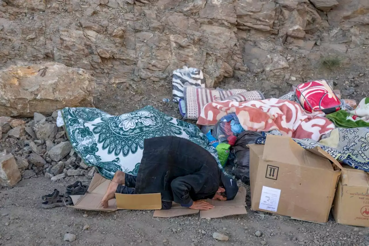 Moroccan family sleep in freezing makeshift shelter after earthquake without food or clothing