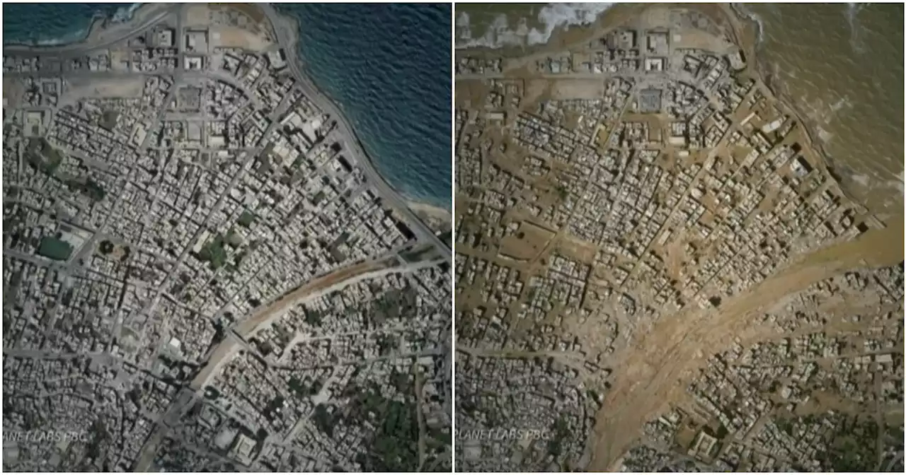 Inondazioni in Libia, la devastazione di Derna: le immagini satellitari prima e dopo le alluvioni