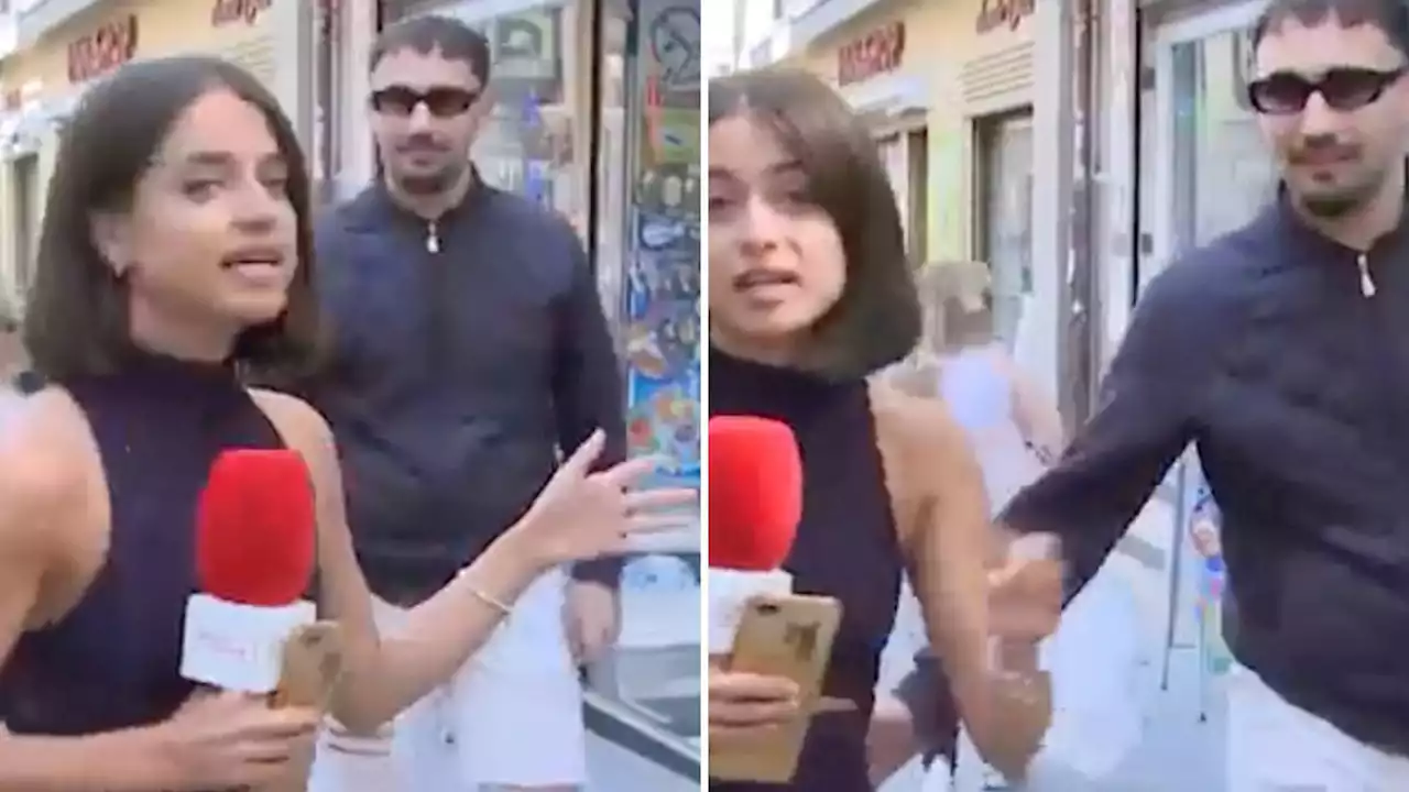 Fury as Spanish TV reporter groped live on air before confronting 'idiot' in viral video