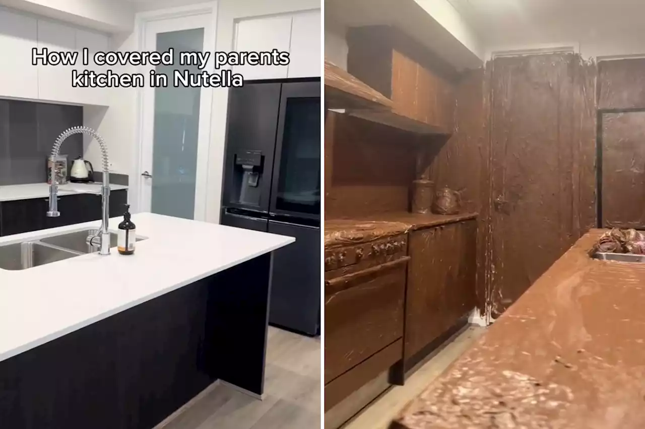 Prankster coats parents’ kitchen in chocolate: ‘I always wanted a Nutella house’