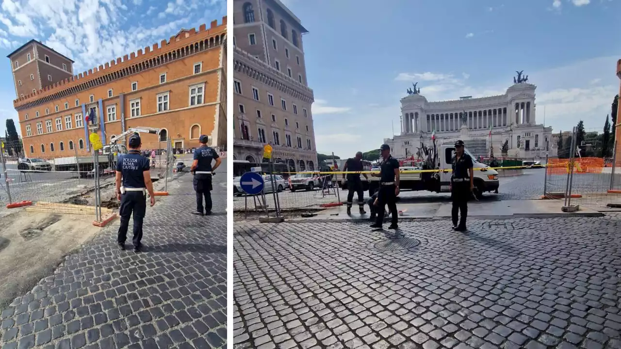 Smottamento a piazza Venezia, caos traffico in centro: auto deviate sul lungotevere