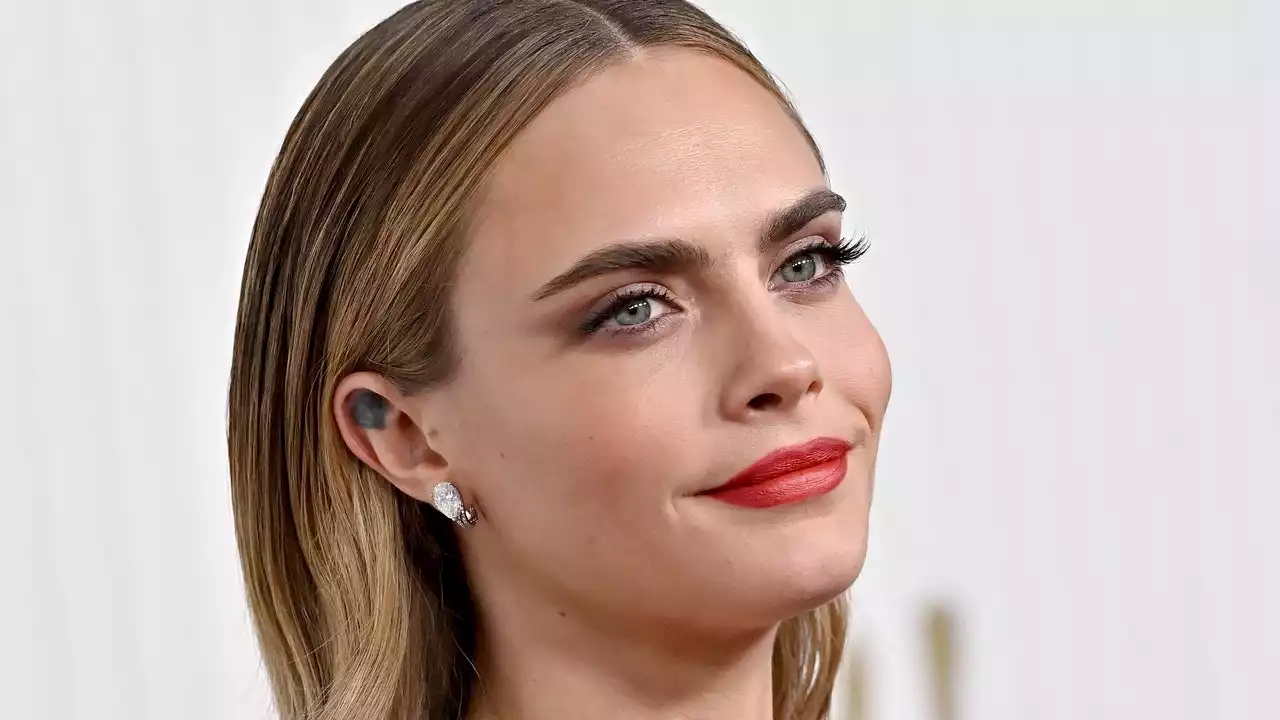 Cara Delevingne's Rainbow Leopard-Print Reverse Mohawk Buzz Cut Mullet Is... Not Subtle