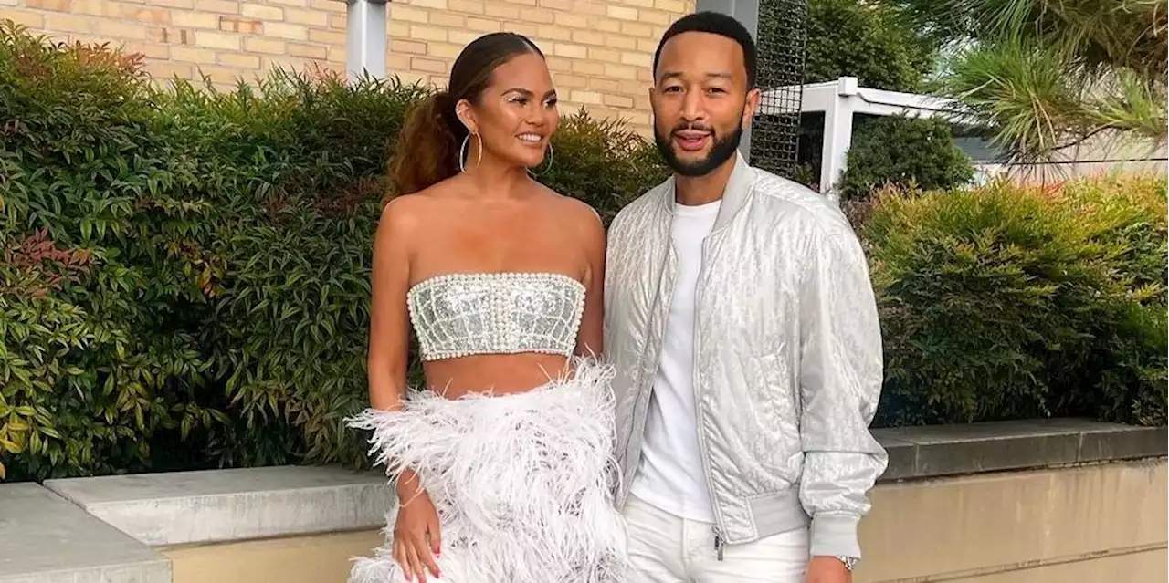 Chrissy Teigen Wore the Most Fun Pants Completely Covered in Feathers to See Beyoncé