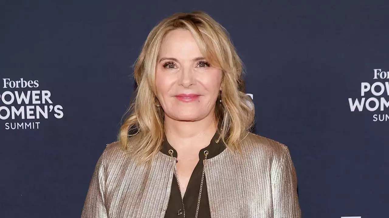 Kim Cattrall Channeled Her Samantha Jones 'AJLT' Cameo in a Holographic Jacket