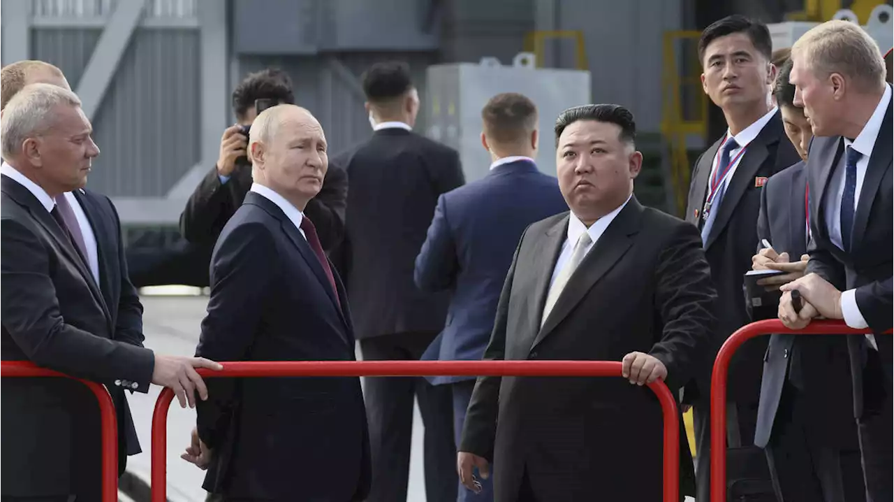 Kim Jong Un stops to see fighter jet factory in Russia with Vladimir Putin