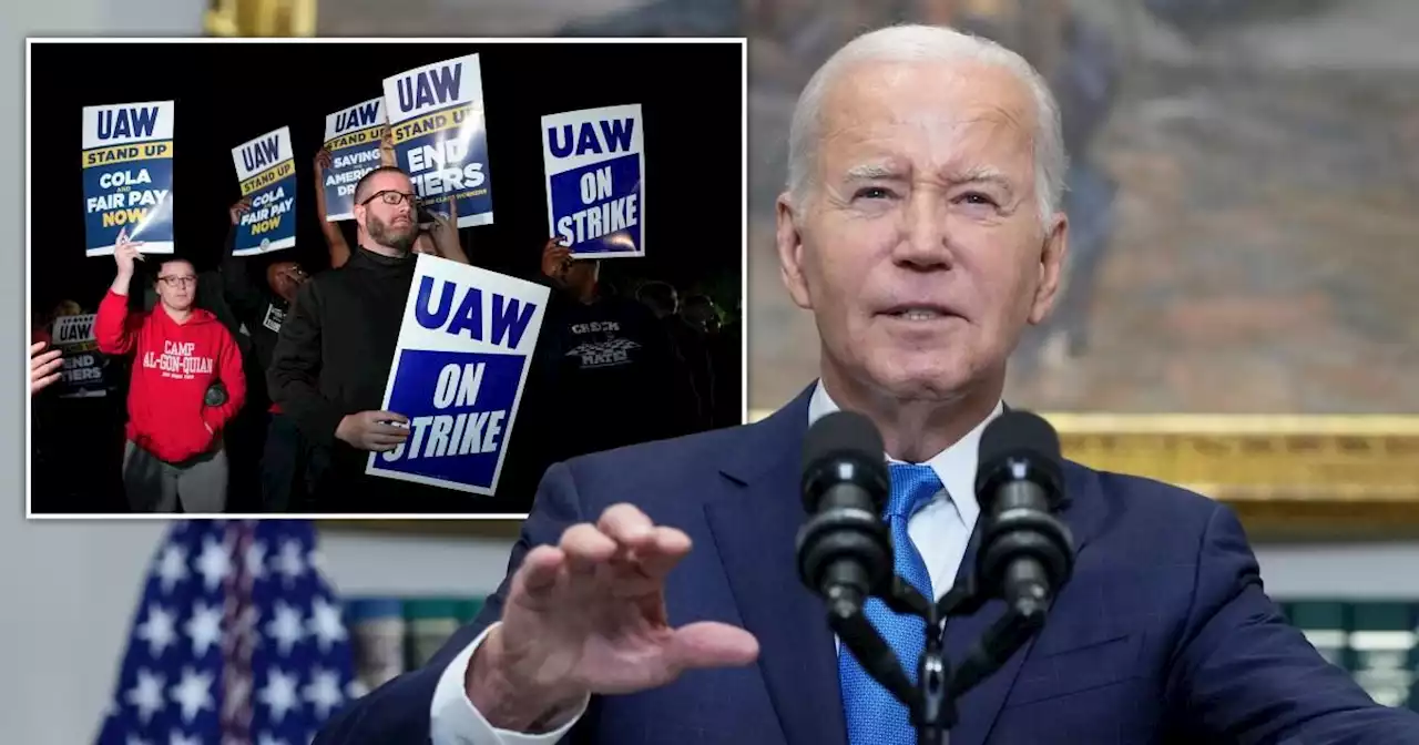 Biden offers support for union as US auto workers begin historic strike