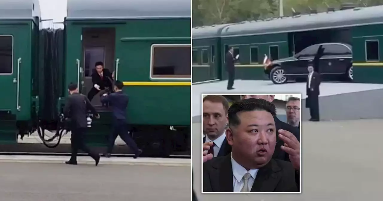 Moment Kim Jong-un's jump onto moving train after it leaves without them