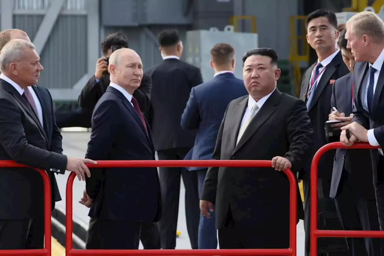 Kim Jong Un stops to see fighter jet factory in Russia with Vladimir Putin