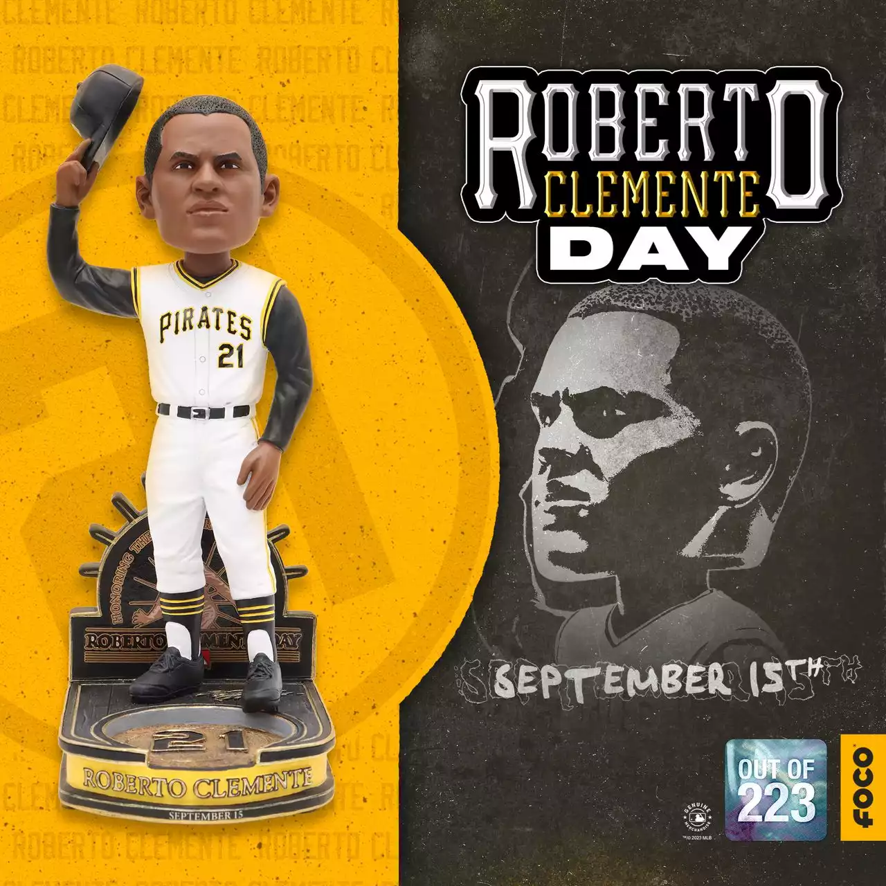 FOCO launches Roberto Clemente collectibles, including a 3-foot tall bobblehead for $1,800