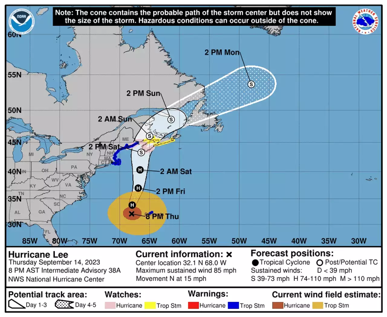 Hurricane Lee’s wind field grows as it moves toward New England, Canada