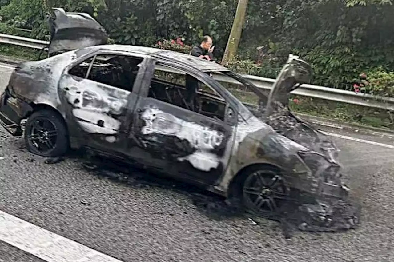 Man assisting police investigations after car catches fire in accident near Woodlands Causeway