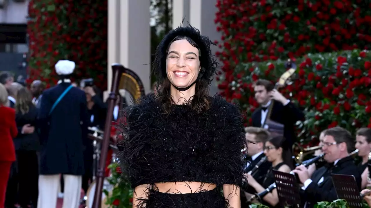 Alexa Chung Just Wore Micro Shorts, a Feathered Bonnet, and Gigantic Platforms to Vogue World 2023