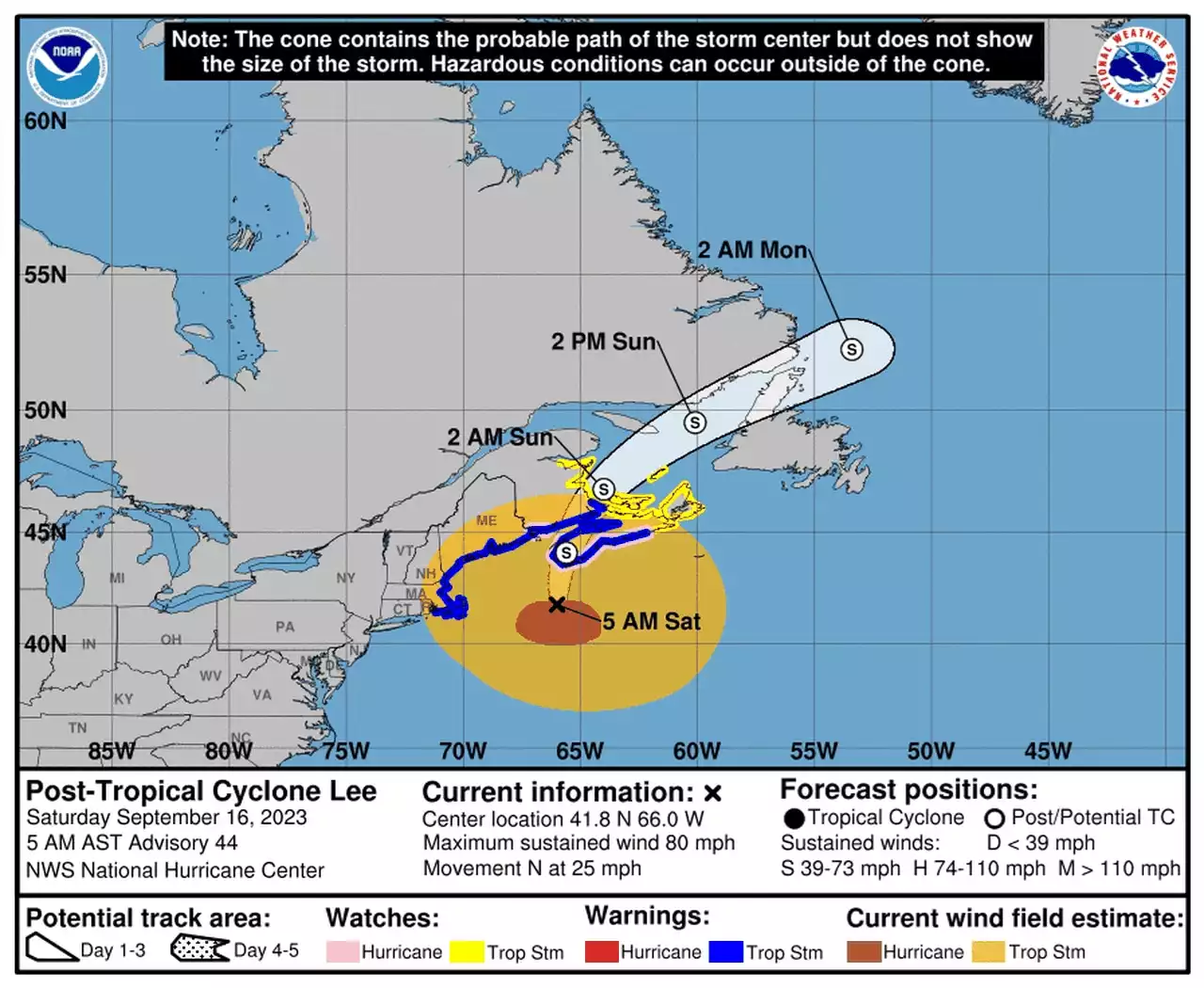 Lee has 80 mph winds but not a hurricane anymore