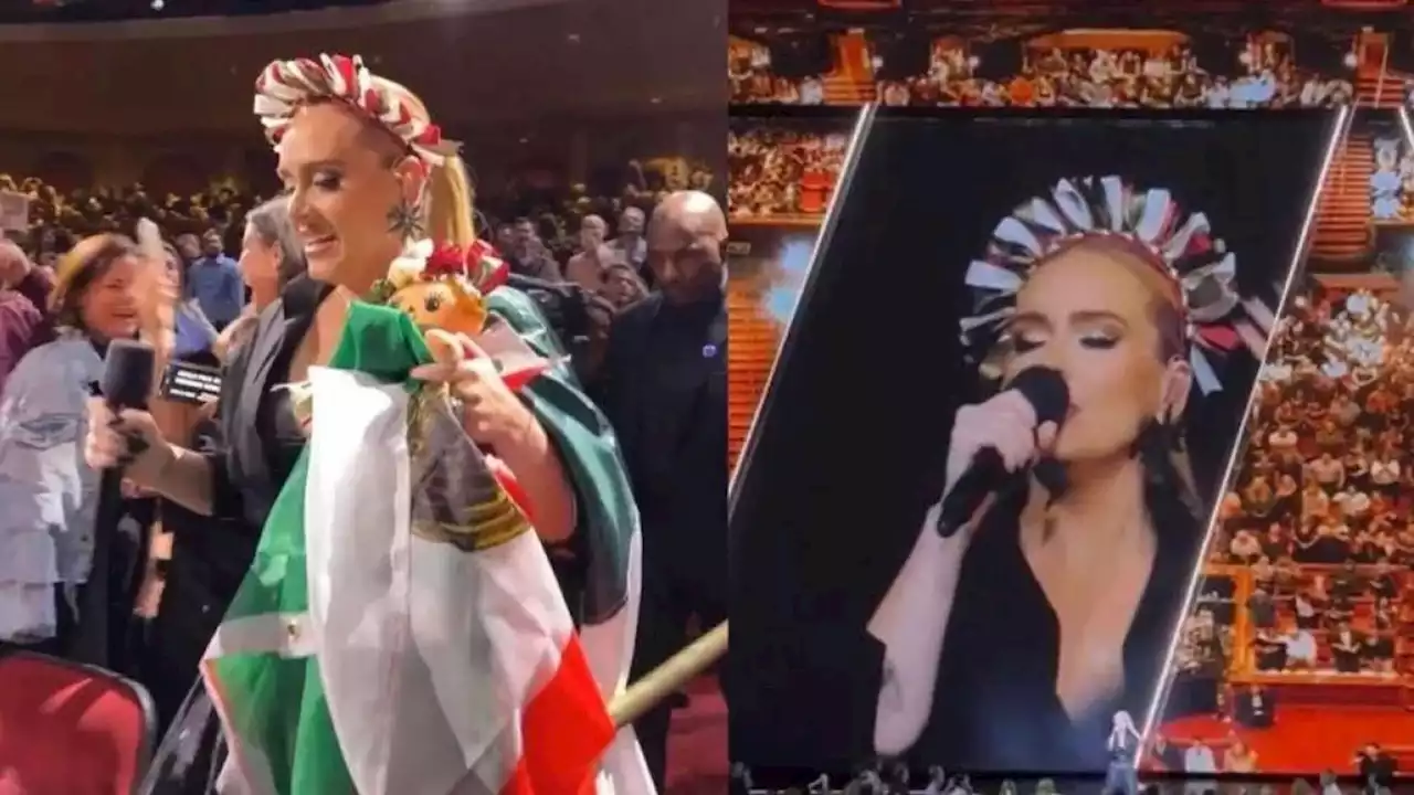 Adele celebra la Independencia de México en Las Vegas vestida de muñeca Lele (VIDEO)