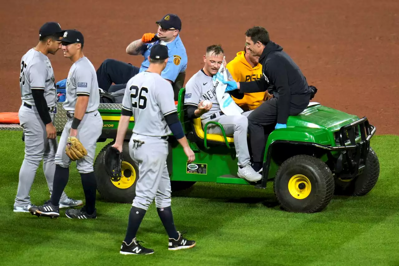 WATCH: Yankees’ Anthony Misiewicz takes 100.6-mph liner off left ear, leaves on cart