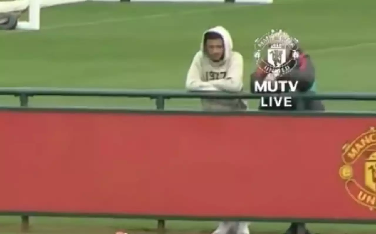 Jadon Sancho pictured watching Man United U18s play at Carrington amid first-team exile