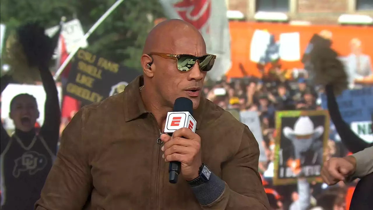 The Rock's entrance to 'College GameDay' has Prime hyped