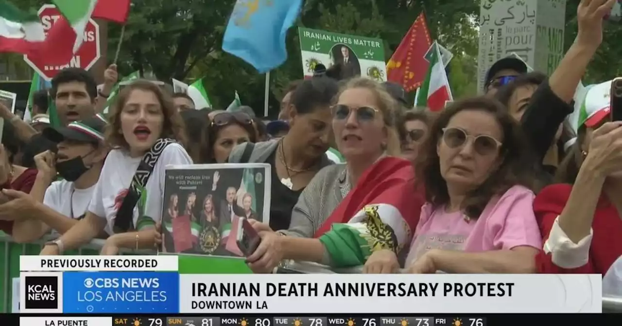 Thousands gather on anniversary of Mahsa Amini's death for memorial protest in downtown LA