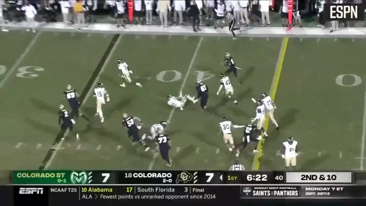 Colorado State forces a Travis Hunter fumble, fueling a 35yard scoop