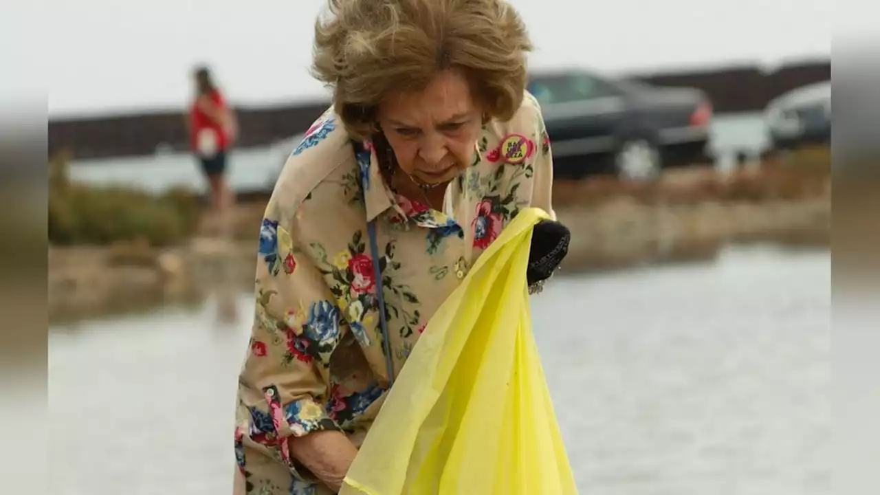 Sie sammelt Müll am Strand