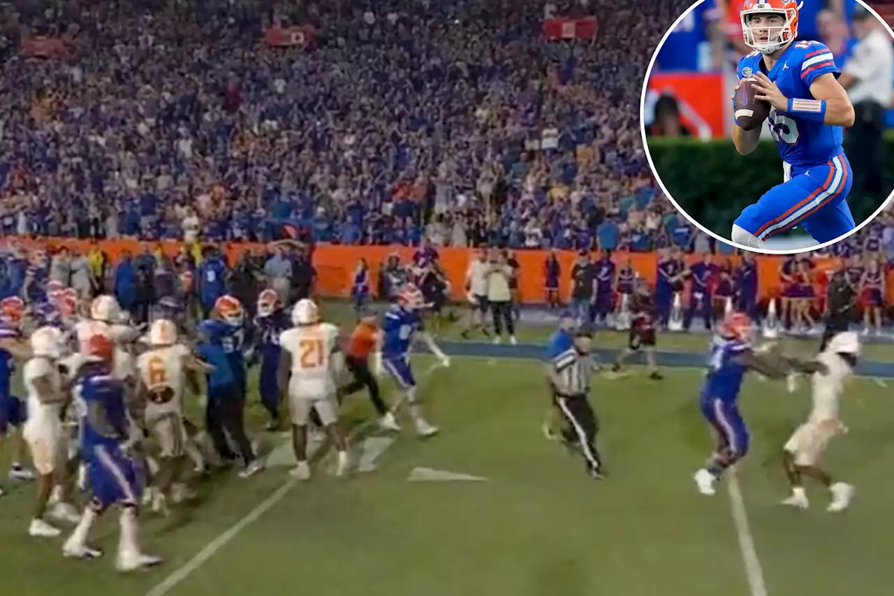 Tennessee cheap shot on Florida quarterback in final seconds leads to brawl