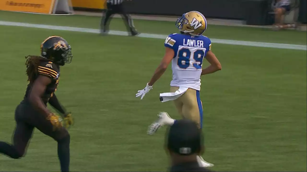 Collaros finds Lawler in the end zone for the TD catch