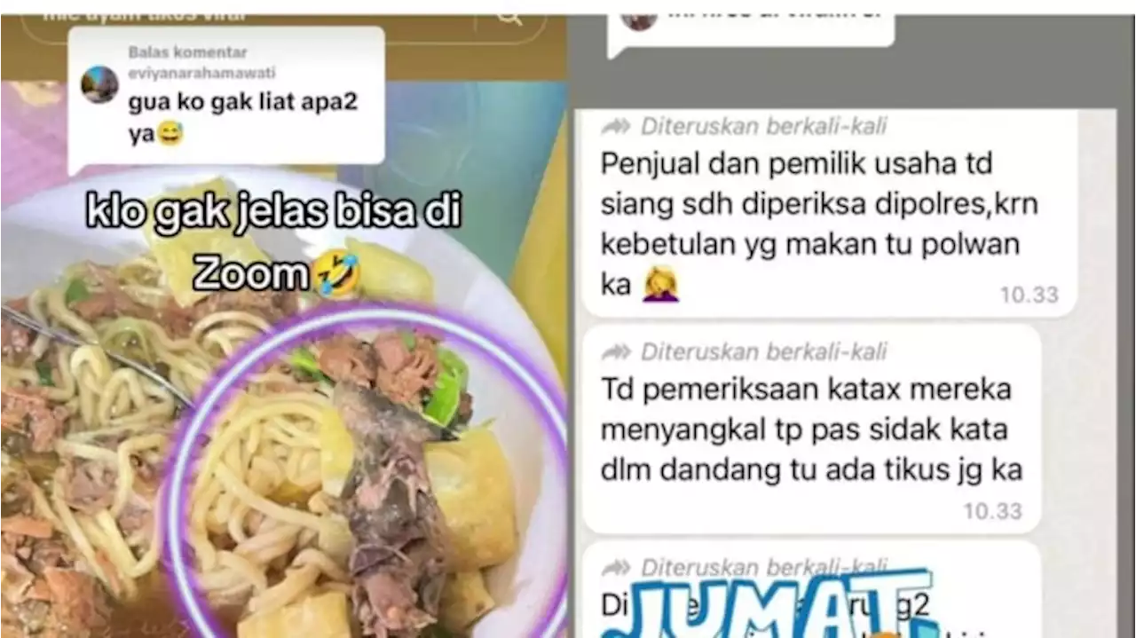 Geger Pembeli Mie Ayam Temukan Daging Tikus, Ada Bagian Kepala dan Kaki