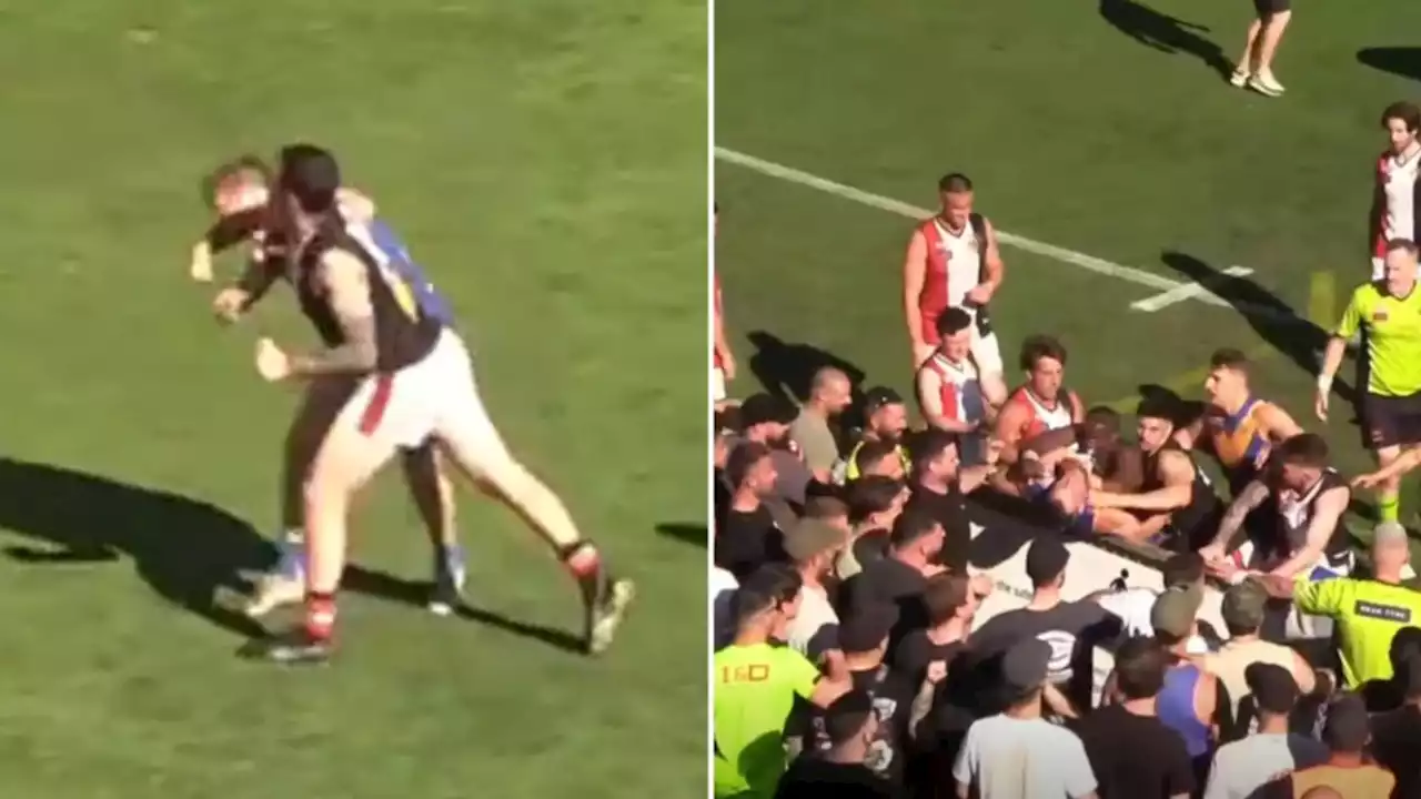 Local footy grand final erupts into mass brawl after player struck