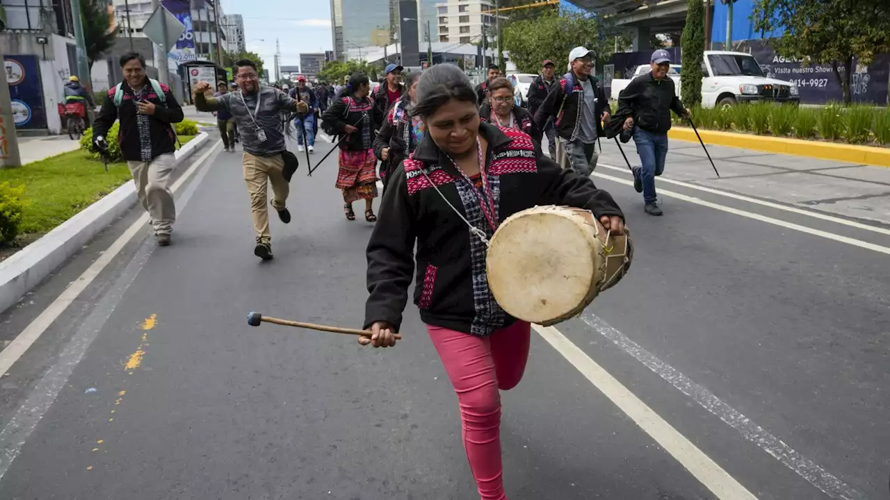 Indigenous supporters march to defend Guatemala's president-elect amid vote fraud allegations