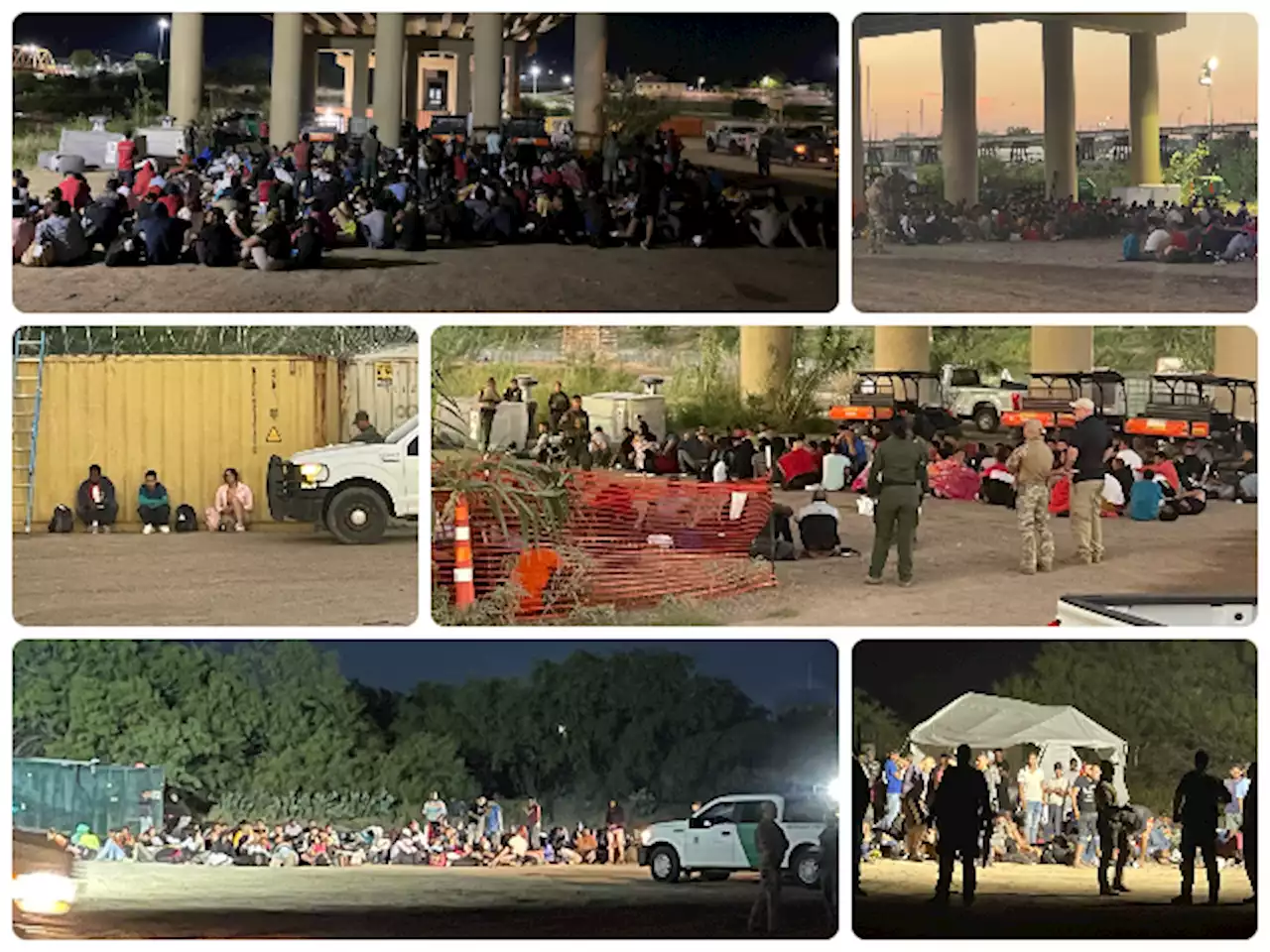 EXCLUSIVE PHOTOS: 1,500 Migrants Cross into Texas Border Town in 6 Hours