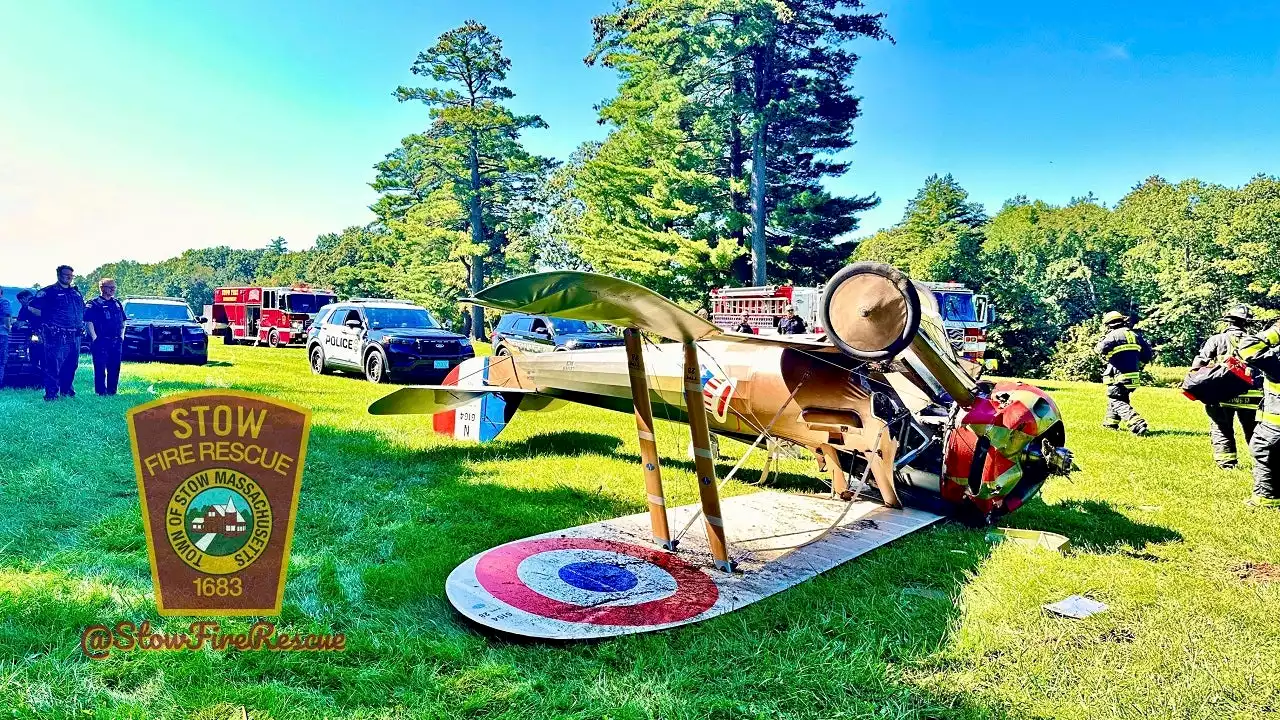 World War I-era plane flips on its roof while trying to land at Massachusetts museum