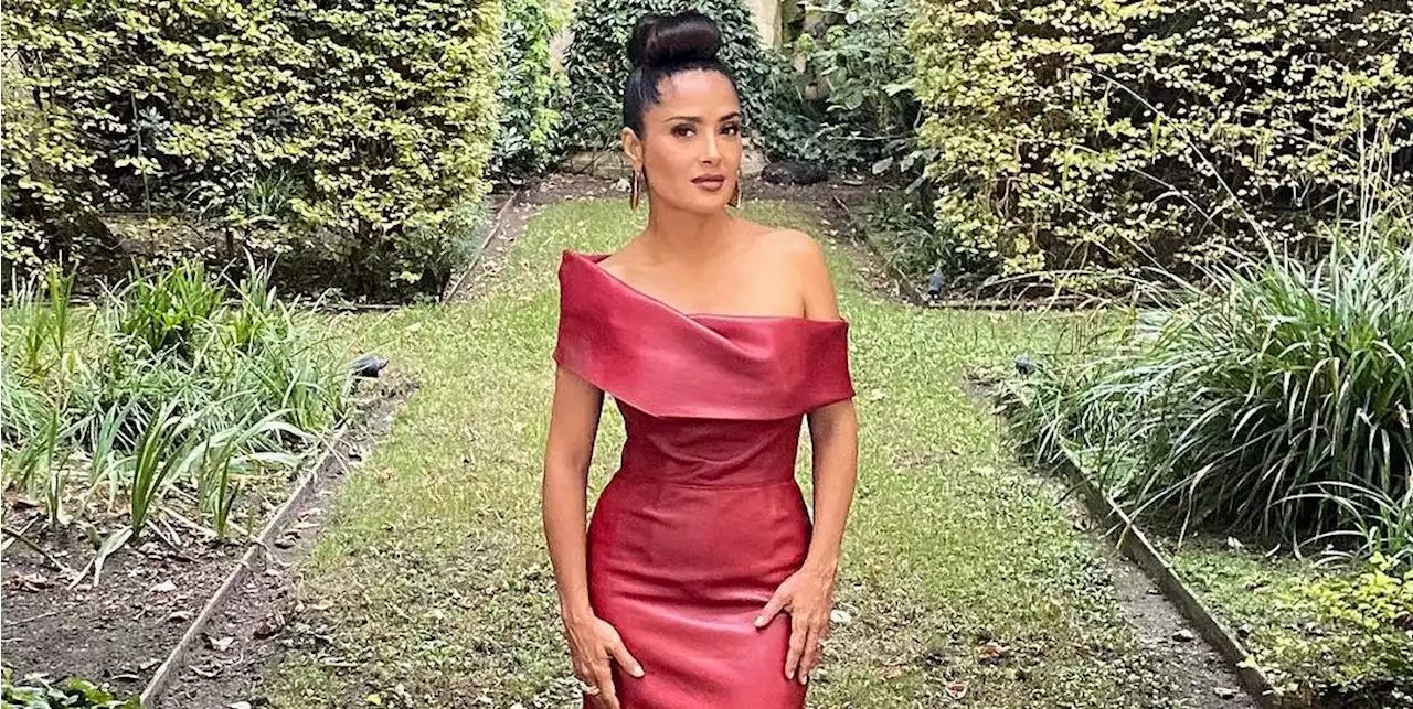 Salma Hayek Is a Vision in an Elegant Red Leather Gown