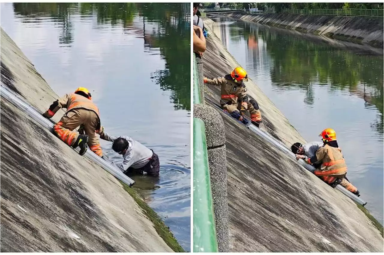 Man rescued by cyclist, SCDF after falling into Telok Kurau canal