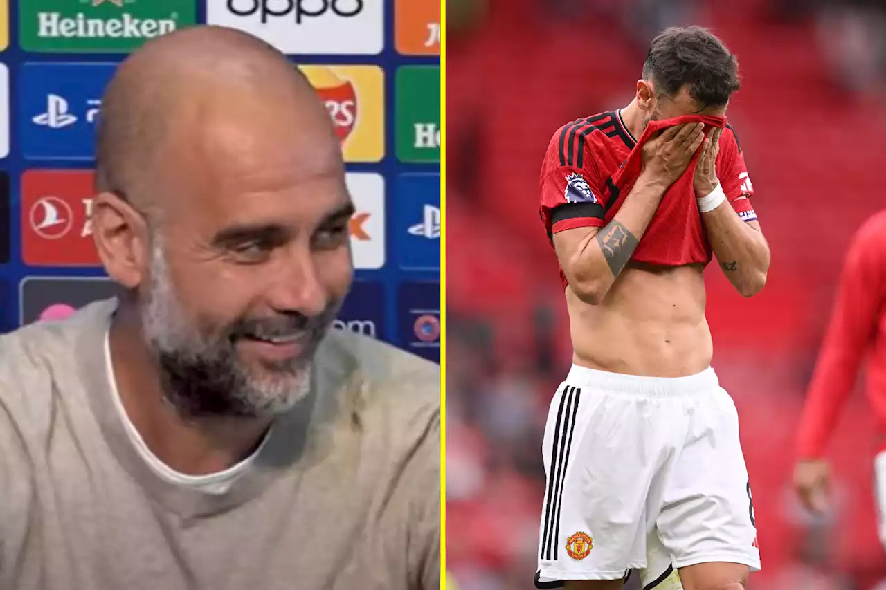 Pep Guardiola giggles when asked about Man United after lauding Arsenal and Liverpool