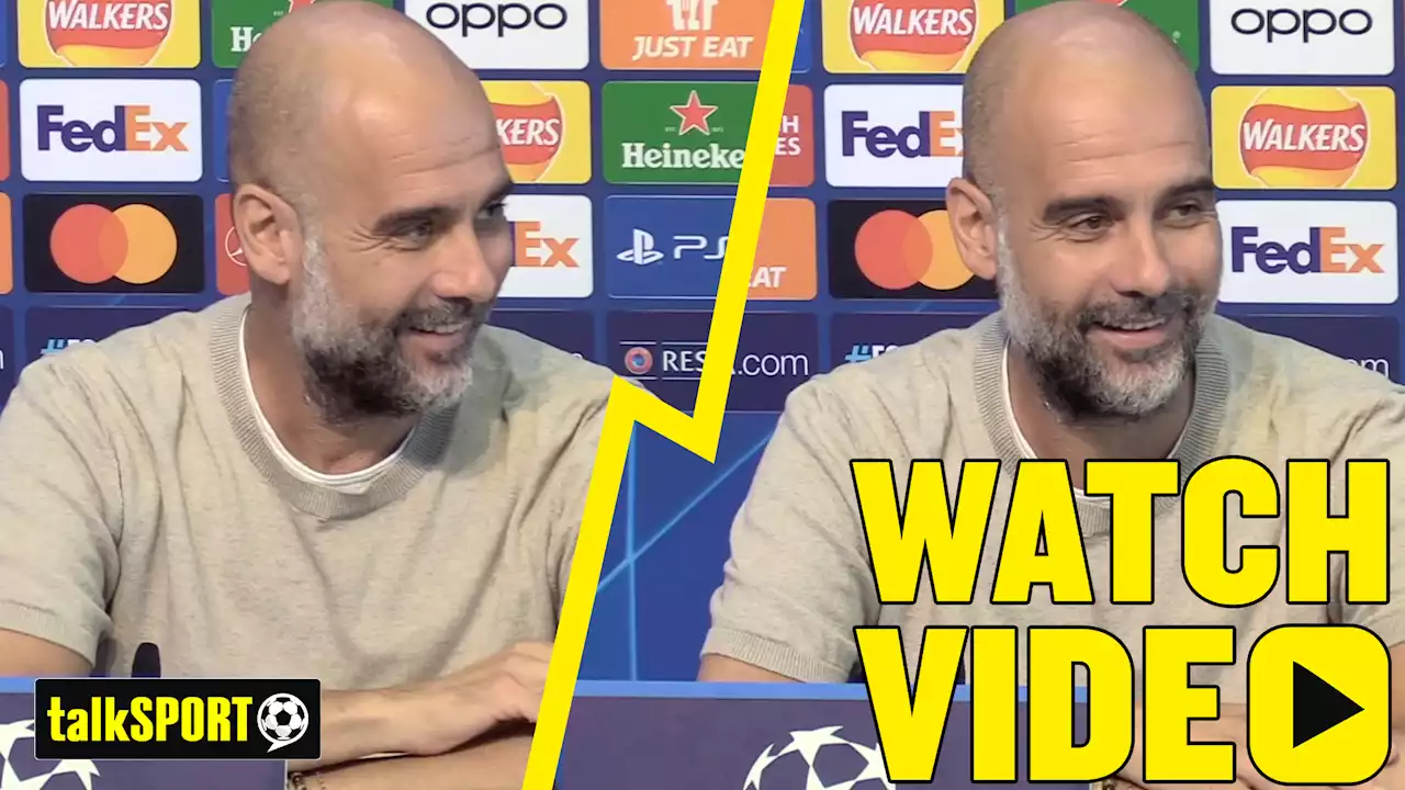 Pep Guardiola giggles when asked about Manchester United's start to the season